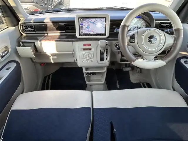 スズキ ラパン モード 大阪府 2020(令2)年 2.1万km ノクターンブルーパール/ホワイト 2トーンルーフ スズキセーフティサポート/ディーラー純正ナビ（Panasonic製）/　（フルセグTV/CD/DVD/Bluetooth/USB）/全方位モニター/前席シートヒーター/デジタルインナーミラー/ビルトインETC/純正フロアマット