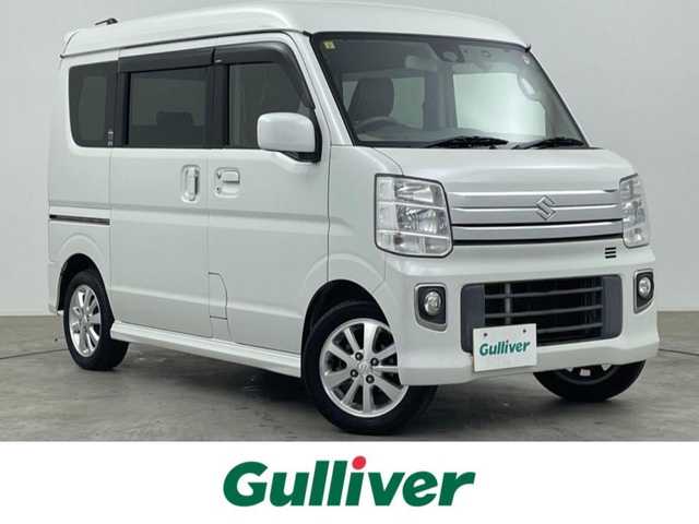 スズキ エブリィ ワゴン PZターボ 大分県 2016(平28)年 8.4万km パールホワイト ハイルーフ/ターボ車/レーダーブレーキサポート/オーディオレス/左側電動スライドドア/プッシュスタート/ETC/革調シートカバー/横滑り防止装置/電動格納ミラー/社外フロアマット/オートライト/HIDヘッドライト/フォグランプ/純正14インチアルミホイール/スペアキー有り