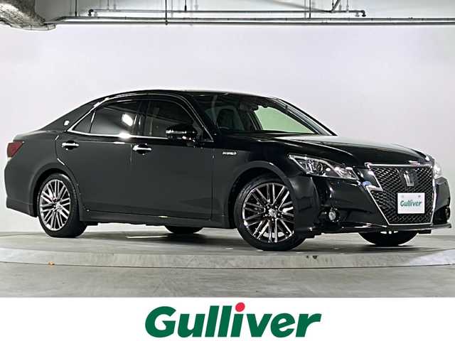 トヨタ クラウン ハイブリッド アスリートG 広島県 2013(平25)年 7.5万km プレシャスブラックパール 禁煙車/OPアドバンストパッケージ/OP18インチアルミホイール/プリクラッシュセーフティ/レーダークルーズコントロール/アダプティブハイビームシステム/ヘッドランプウォッシャー/クリアランスソナー/純正ナビ/・フルセグ/CD/DVD/Bluetooth/USB/バックカメラ/革巻きステアリング/ステアリングヒーター/オートライト/HIDヘッドライト/フォグランプ/レザーシートパッケージ/・本革シート/・前席シートヒーター/ベンチレーション/ドライブレコーダー/ETC/ドアバイザー/W+サイド+カーテンエアバック