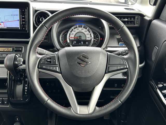 スズキ スペーシア カスタム HYBRID XS 道央・札幌 2018(平30)年 7.3万km ピュアホワイトP ・４WD/・衝突軽減ブレーキ/・両側パワースライドドア/・純正SDナビ/　CD＆DVD＆BT＆TV/・ヘッドアップディスプレイ/・社外エンジンスターター/・LEDヘッドライト/・ステアリングスイッチ/・ドアバイザー/・シートヒーター/・社外ドライブレコーダー/・プッシュスタート/・スマートキー/・オートライト/・オートエアコン/・コーナーセンサー/・レーンキープアシスト