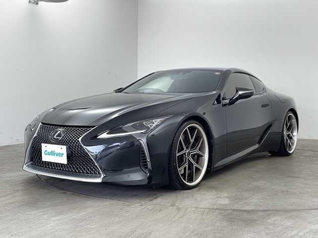 レクサス ＬＣ 500 Lパッケージ 兵庫県 2018(平30)年 6.7万km グラファイトブラックガラスフレーク ・純正10.3インチSDナビ（フルセグ・BT・DVD・Miracast）/・ガラスパノラマルーフ/・マークレビンソンプレミアムサウンドシステム/・レクサスセーフティシステム＋/・レーンキープアシスト/・レーダークルーズコントロール/・ふらつき検知/・プリクラッシュセーフティシステム/・ブラインドスポットモニター/・クリアランスソナー/・ヘッドアップディスプレイ/・リヤクロストラフィックアラート/・横滑り防止装置/・オートマチックハイビーム/・LEDオートライト/・フォグランプ/・ダークローズレザーシート/・前席パワーシート/・シートヒーター/・シートベンチレーション/・運転席メモリシート/・ステアリングヒーター/・純正ドライブレコーダー/・バックカメラ/・ビルトインETC2.0/・電子パーキングブレーキ/・オートホールド/・WALD22インチアルミホイール/・パドルシフト/・純正フロアマット/・オートワイパー/・防眩ミラー/・タイヤ空気圧警報システム/・REVインジゲーター/・革巻きステアリング/・スポーツ＋モード/・ウインカーミラー/・カーテンエアバック/・W＋サイドエアバック/・左右独立エアコン