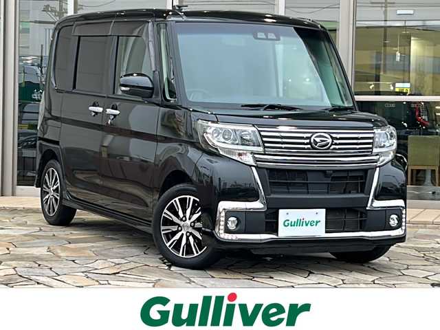 ダイハツ タント カスタム X トップED SA Ⅲ 静岡県 2018(平30)年 6.1万km ブラックマイカメタリック 純正ナビ/（CD/ワンセグTV）/ハーフレザー/片側パワスラ/アイドリングストップ/運転席シートヒーター/ベンチシート/LED/オートライト/衝突軽減/純正フロアマット/純正アルミホイール/プッシュスタート/スマートキー