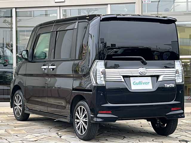 ダイハツ タント カスタム X トップED SA Ⅲ 静岡県 2018(平30)年 6.1万km ブラックマイカメタリック 純正ナビ/（CD/ワンセグTV）/ハーフレザー/片側パワスラ/アイドリングストップ/運転席シートヒーター/ベンチシート/LED/オートライト/衝突軽減/純正フロアマット/純正アルミホイール/プッシュスタート/スマートキー