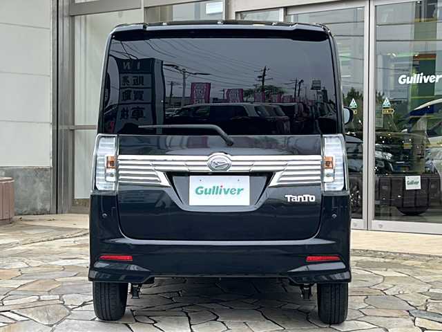 ダイハツ タント カスタム X トップED SA Ⅲ 静岡県 2018(平30)年 6.1万km ブラックマイカメタリック 純正ナビ/（CD/ワンセグTV）/ハーフレザー/片側パワスラ/アイドリングストップ/運転席シートヒーター/ベンチシート/LED/オートライト/衝突軽減/純正フロアマット/純正アルミホイール/プッシュスタート/スマートキー