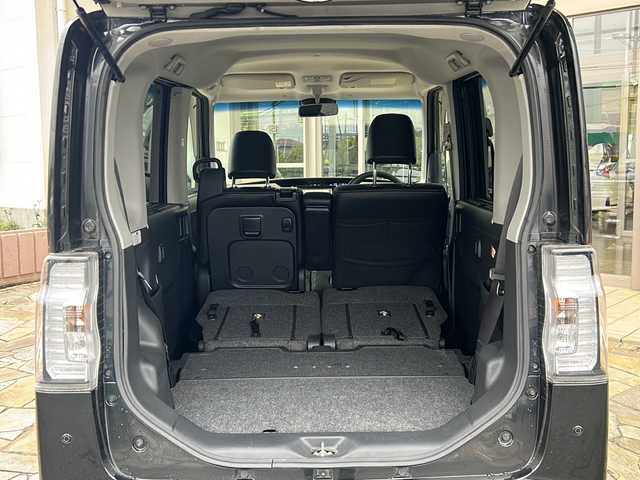 ダイハツ タント カスタム X トップED SA Ⅲ 静岡県 2018(平30)年 6.1万km ブラックマイカメタリック 純正ナビ/（CD/ワンセグTV）/ハーフレザー/片側パワスラ/アイドリングストップ/運転席シートヒーター/ベンチシート/LED/オートライト/衝突軽減/純正フロアマット/純正アルミホイール/プッシュスタート/スマートキー