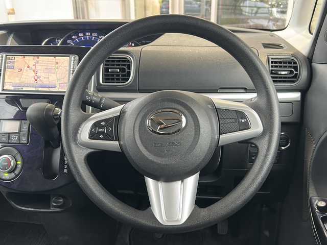 ダイハツ タント カスタム X トップED SA Ⅲ 静岡県 2018(平30)年 6.1万km ブラックマイカメタリック 純正ナビ/（CD/ワンセグTV）/ハーフレザー/片側パワスラ/アイドリングストップ/運転席シートヒーター/ベンチシート/LED/オートライト/衝突軽減/純正フロアマット/純正アルミホイール/プッシュスタート/スマートキー