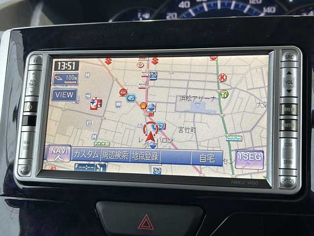 ダイハツ タント カスタム X トップED SA Ⅲ 静岡県 2018(平30)年 6.1万km ブラックマイカメタリック 純正ナビ/（CD/ワンセグTV）/ハーフレザー/片側パワスラ/アイドリングストップ/運転席シートヒーター/ベンチシート/LED/オートライト/衝突軽減/純正フロアマット/純正アルミホイール/プッシュスタート/スマートキー