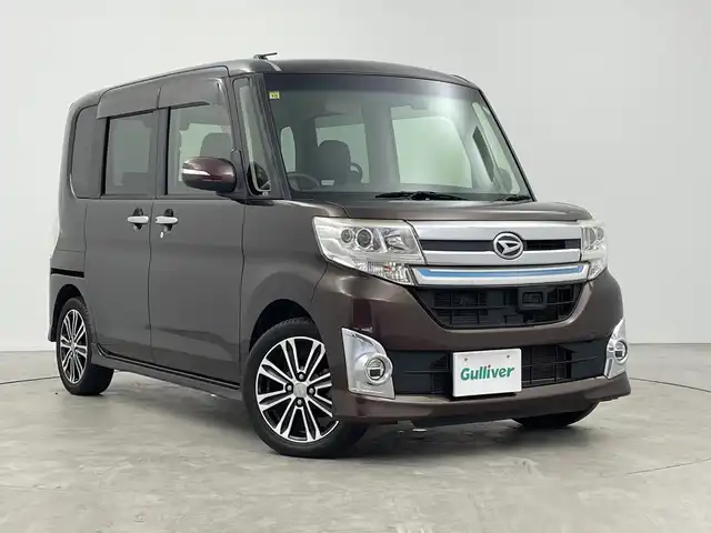 ダイハツ タント カスタム RS トップED SA 三重県 2014(平26)年 5.4万km プラムブラウンクリスタルマイカ 禁煙車　/純正ナビ　/バックカメラ　/フルセグＴＶ　/両側電動ドア　/ハーフレザー　/オートライト　/純正アルミ　/プッシュスタート　/前後ドラレコ　/横滑り防止　/ＬＥＤヘッドライト　/衝突軽減　/スマートキー　/ＥＴＣ