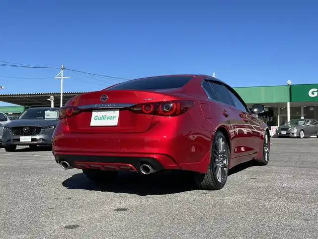 日産 スカイライン 400R 千葉県 2019(令1)年 1.9万km カーマインレッド 黒レザーシート/BOSEサウンドシステム/全方位運転支援システム/・インテリジェントFCW/・インテリジェントエマージェンシーブレーキ/・ハイビームアシスト/アクティブAFS/・インテリジェントペダル/・インテリジェントクルーズコントロール/・インテリジェントBSI/BSW/・インテリジェントLI/LDW/・インテリジェントBUI/・インテリジェントアラウンドビューモニター/純正メーカーオプションナビ/・CD/DVD/MSV/Bluetooth/フルセグ/全席パワーシート/シートヒーター/インテリジェントキー/前後コーナーセンサー/純正19インチアルミホイール/純正LEDヘッドライト/フォグランプ/パドルシフト/社外前後ドライブレコーダー【ZDR026】/ビルトインETC2.0/ドアバイザー/サイド＆カーテンエアバッグ/新車時保証書＆取扱説明書