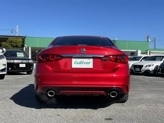 日産 スカイライン 400R 千葉県 2019(令1)年 1.9万km カーマインレッド 黒レザーシート/BOSEサウンドシステム/全方位運転支援システム/・インテリジェントFCW/・インテリジェントエマージェンシーブレーキ/・ハイビームアシスト/アクティブAFS/・インテリジェントペダル/・インテリジェントクルーズコントロール/・インテリジェントBSI/BSW/・インテリジェントLI/LDW/・インテリジェントBUI/・インテリジェントアラウンドビューモニター/純正メーカーオプションナビ/・CD/DVD/MSV/Bluetooth/フルセグ/全席パワーシート/シートヒーター/インテリジェントキー/前後コーナーセンサー/純正19インチアルミホイール/純正LEDヘッドライト/フォグランプ/パドルシフト/社外前後ドライブレコーダー【ZDR026】/ビルトインETC2.0/ドアバイザー/サイド＆カーテンエアバッグ/新車時保証書＆取扱説明書