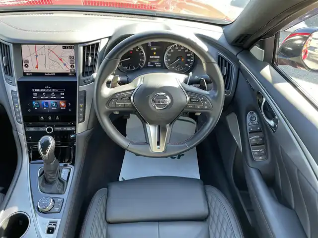 日産 スカイライン 400R 千葉県 2019(令1)年 1.9万km カーマインレッド 黒レザーシート/BOSEサウンドシステム/全方位運転支援システム/・インテリジェントFCW/・インテリジェントエマージェンシーブレーキ/・ハイビームアシスト/アクティブAFS/・インテリジェントペダル/・インテリジェントクルーズコントロール/・インテリジェントBSI/BSW/・インテリジェントLI/LDW/・インテリジェントBUI/・インテリジェントアラウンドビューモニター/純正メーカーオプションナビ/・CD/DVD/MSV/Bluetooth/フルセグ/全席パワーシート/シートヒーター/インテリジェントキー/前後コーナーセンサー/純正19インチアルミホイール/純正LEDヘッドライト/フォグランプ/パドルシフト/社外前後ドライブレコーダー【ZDR026】/ビルトインETC2.0/ドアバイザー/サイド＆カーテンエアバッグ/新車時保証書＆取扱説明書