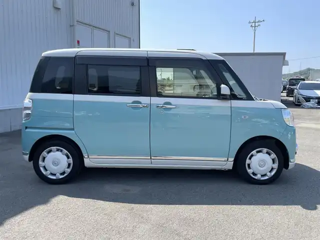 ダイハツ ムーヴ キャンバス X メイクアップ リミテッド SAⅢ 愛媛県 2018(平30)年 6.5万km パールホワイトⅢ/ファインミントメタリック 2トーン 純正SDナビ/AM/FM/CD/DVD/BT/フルセグTV/全周囲カメラ　/両側パワースライドドア　/スマートアシストII/・衝突被害軽減ブレーキ/・車線逸脱警報/・誤発進抑制機能/・先行車発進告知/全周囲ドライブレコーダー　/ETC/ヘッドライトレベライザー　/アイドリングストップ/純正ホイールキャップ/フォグランプ/禁煙車