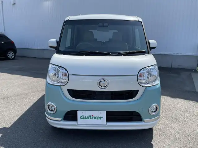 ダイハツ ムーヴ キャンバス X メイクアップ リミテッド SAⅢ 愛媛県 2018(平30)年 6.5万km パールホワイトⅢ/ファインミントメタリック 2トーン 純正SDナビ/AM/FM/CD/DVD/BT/フルセグTV/全周囲カメラ　/両側パワースライドドア　/スマートアシストII/・衝突被害軽減ブレーキ/・車線逸脱警報/・誤発進抑制機能/・先行車発進告知/全周囲ドライブレコーダー　/ETC/ヘッドライトレベライザー　/アイドリングストップ/純正ホイールキャップ/フォグランプ/禁煙車
