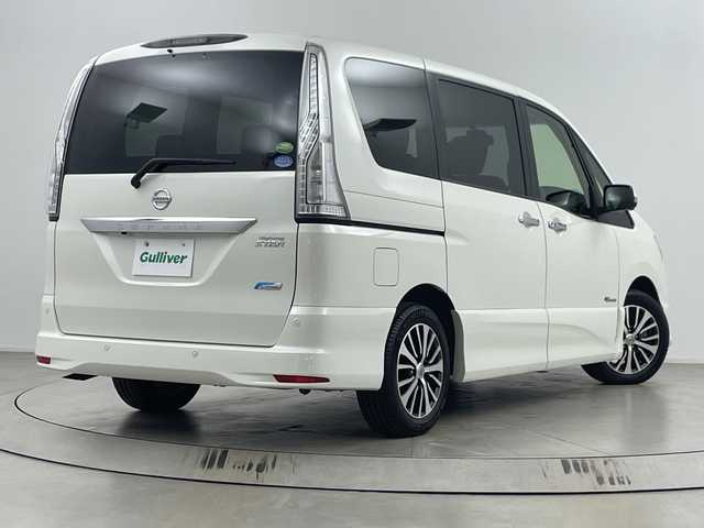 日産 セレナ HWS S HV Vセレ +Sefty 埼玉県 2015(平27)年 6.6万km ブリリアントホワイトパール フリップダウンモニター/純正SDナビ/（BT/CD/DVD/フルTV/AM/FM）/アラウンドビューモニター/両側パワースライドドア/前方ドラレコ/ビルトインETC/ロールサンシェード/衝突軽減ブレーキ/レーンキープアシスト/コーナーセンサー/純正フロアマット/純正アルミホイール/キセノンライト/フロントフォグランプ/スペア1本