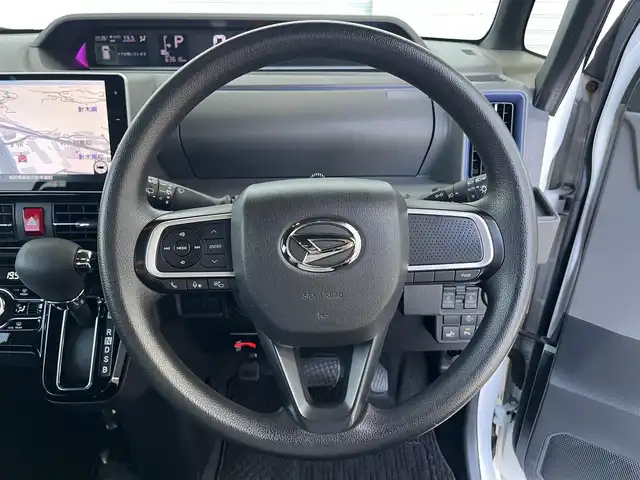 ダイハツ タント カスタム X 高知県 2019(令1)年 6.4万km シャイニングホワイトパール 純正ナビ/　Bluetooth/フルセグ/　CD/DVD/AM/FM/全方位カメラ/両側パワースライドドア /ETC/ナビ連動ドライブレコーダー/ローダウン/ロングスライドシート/パーキングアシスト/ハーフレザーシート/ロールサンシェード/コーナーセンサー/ステアリングスイッチ/プッシュスタート/スペアキー/純正フロアマット/純正14インチアルミホイール/LEDヘッドライト/オートライト/アイドリングストップ/ベンチシート/盗難防止装置