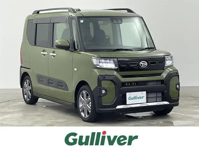 ダイハツ タント ファンクロスターボ 千葉県 2024(令6)年 0.2万km フォレストカーキメタリック スマートアシスト/・衝突軽減ブレーキ/・先行車発進お知らせ/・車線逸脱警報/・標識認識/・ふらつき警報/両側パワースライドドア/LEDオートライト/前席シートヒーター/パーキングブレーキ/ブレーキホールド/革巻きステアリング/ドアバイザー/プッシュスタート/スマートキー