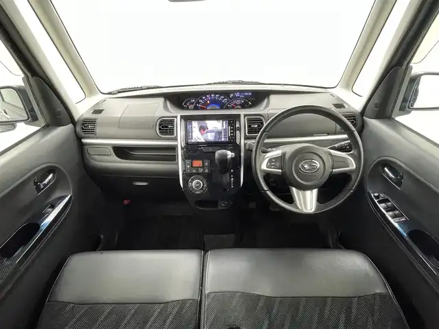 ダイハツ タント カスタム RS トップED SAⅡ 熊本県 2016(平28)年 6万km ブラックマイカメタリック 社外ナビCN-RC03WD（ＣＤ・ＤＶＤ・フルセグ・BT・ＳＤ・ｉｐｏｄ）バックカメラ　/両側パワースライドドア　/衝突軽減ブレーキ/横滑り防止/アイドリングストップ/ドアバイザー/ハーフレザーシート　/純正フロアマット　/オートライト　/ＬＥＤヘッドライト　/フォグランプ　/スマートキー/プッシュスタート