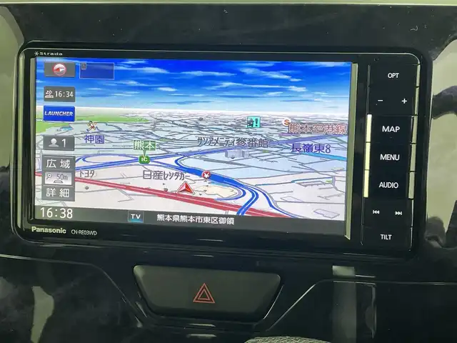 ダイハツ タント カスタム RS トップED SAⅡ 熊本県 2016(平28)年 6万km ブラックマイカメタリック 社外ナビCN-RC03WD（ＣＤ・ＤＶＤ・フルセグ・BT・ＳＤ・ｉｐｏｄ）バックカメラ　/両側パワースライドドア　/衝突軽減ブレーキ/横滑り防止/アイドリングストップ/ドアバイザー/ハーフレザーシート　/純正フロアマット　/オートライト　/ＬＥＤヘッドライト　/フォグランプ　/スマートキー/プッシュスタート