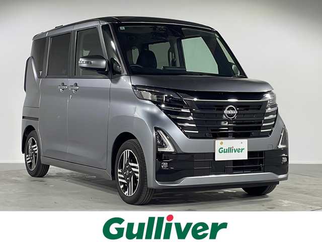 日産 ルークス HWS X プロパイロットED 福岡県 2024(令6)年 0.2万km チタニウムグレーメタリック 純正９型ナビ/・AM/FM/SD/BT/HDMI/フルセグTV/・アラウンドビューモニター/エマージェンシーブレーキ/プロパイロット/車線逸脱警報/先行車発進お知らせ/標識表示/コーナーセンサー/インテリジェントルームミラー/両側パワースライドドア/ステアリングリモコン/ビルトインＥＴＣ/電子パーキング/オートライト/LEDヘッドライト/フォグランプ/スマートキー/プッシュスタート/純正フロアマット/純正アルミホイール