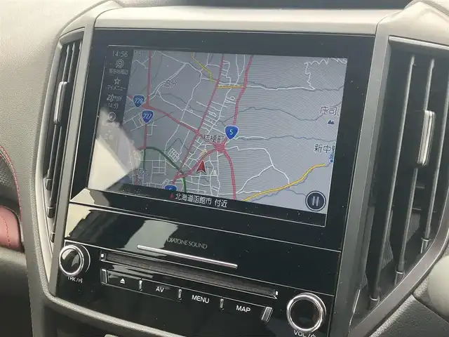スバル フォレスター STIスポーツ 道南・函館 2022(令4)年 2.1万km クリスタルブラックシリカ ４ＷＤ/ターボ/ダイアトーン/８インチ純正ナビ/Bluetooth Audio/フルセグテレビ/ＥＴＣ/フロント/左サイドカメラ/バックカメラ/ドライブレコーダー/追従クルーズコントロール/ステアリングヒーター/革巻きステアリング/全席シートヒーター/純正フロアマット/前席パワーシート/プッシュスタート/オートライト/スマートキー/横滑り防止機能/盗難防止機能/冬タイヤ車載/純正マフラー車載