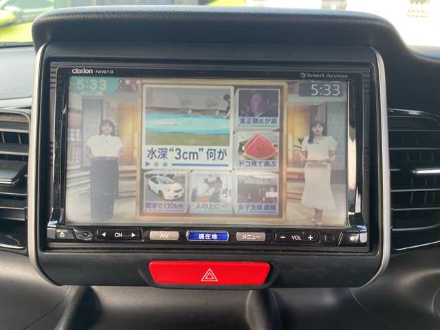 ホンダ Ｎ ＢＯＸ カスタム G SSパッケージ 三重県 2013(平25)年 13.4万km プレミアムホワイトパール 登録時133/185km/禁煙車/ｃｌａｒｉｏｎ７インチＳＤナビ（NX613）/・Ｂｌｕｅｔｏｏｔｈ・ＣＤ／ＤＶＤ・ＳＤ・ＵＳＢ・AM/FM/両側パワースライドドア/前後ドラレコ/後方コーナーセンサー/ＡＵＴＯライト/スマートキー/プッシュスタート/ＥＴＣ/革巻きステアリング/ステアリングスイッチ/純正フロアマット/アイドリングストップ/純正14インチアルミホイール/電動格納ミラー