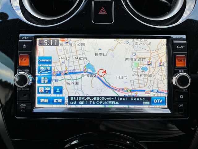 日産 ノート X DIG－S Vセレ +セーフ 福岡県 2015(平27)年 4.6万km ブリリアントシルバー 純正ディーラーナビ/（AM/FM/CD/DVD/SD/Bluetooth/ワンセグTV）/アイドリングストップ/衝突被害軽減システム/横滑り防止装置/アラウンドビューバックモニター/レーンキープアシスト/プッシュスタート/オートライト/電格ミラー/ETC/スペアキー×1