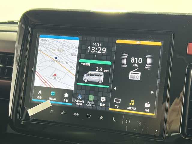 スズキ スペーシア カスタム HYBRID XS ターボ 広島県 2025(令7)年 0.1千km ピュアホワイトパール/ブラック2トーン 届出済未使用車/禁煙車/登録時9ｋｍ/インタークーラーターボ/スズキセーフティサポート/・デュアルセンサーブレーキサポートII/・先行車発進お知らせ/・標識認識機能/・ヘッドアップディスプレイ/・誤発進抑制機能/・ハイビームアシスト/・アダプティブクルーズコントロール/・車線維持支援機能/・車線逸脱抑制/・車線逸脱警報/・ふらつき警報/コーナーセンサー/全方位モニター付９型メモリーナビ/・フルセグ/Bluetooｔｈ/ＵＳＢ/スマホ連携/スズキコネクト対応通信機装着車/両側パワースライドドア/革巻きステアリング/ステアリングスイッチ/パドルシフト/オートライト/LEDヘッドライト/フォグランプ/ハーフレザーシート/シートヒーター/アイドリングストップ/スマートキー/プッシュスタート/スペアキー/純正15インチアルミホイール