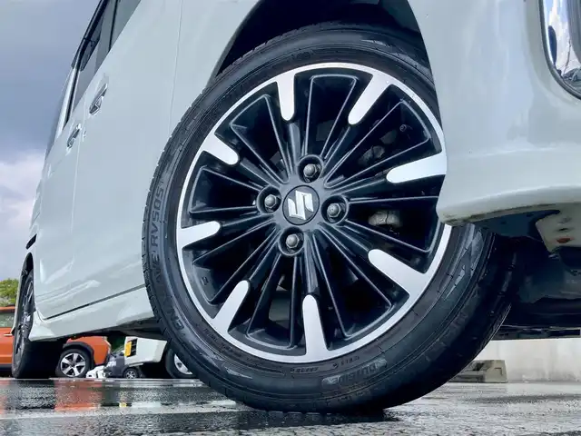 スズキ スペーシア カスタム HYBRID XS 静岡県 2019(平31)年 5.7万km ピュアホワイトP スズキセーフティサポート/社外メモリーナビ(MDV-Z704W)/　AM FM CD DVD Bluetooth USB SD/フルセグTV/ビルトインETC/LEDオートヘッドランプ/リアクリアランスソナー/ハーフレザーシート/シートヒーター(運転席)/両側パワースライドドア/純正15インチアルミホイール/スマートキー2本/リアサンシェード/後席7インチモニター/バックモニター/前後方ドライブレコーダー