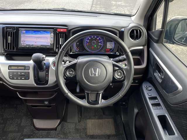 ホンダ Ｎ ＷＧＮ カスタム G ターボパッケージ 山口県 2014(平26)年 8.2万km スマートブラック 純正SDナビ　【VXM-145VSi】/・Bluetooth接続/・DVD再生機能有/・ワンセグTV/バックカメラ/シティブレーキアクティブシステム/クルーズコントロール/パドルシフト/フロアマット/ハーフレザーシート/スマートキー/プッシュスタート/純正15インチアルミホイール/ドアバイザー/ウィンカーミラー/横滑り防止装置/取扱説明書/保証書