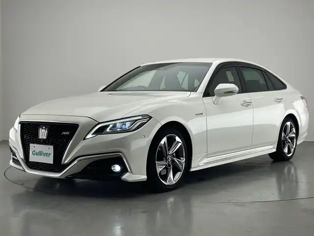 トヨタ クラウン ハイブリッド RS アドバンス 愛知県 2018(平30)年 5.4万km ホワイトパールクリスタルシャイン 純正ナビ　全方位カメラ　禁煙車　ハーフレザー　シートヒーター　ハンドルヒーター　パーキングアシスト　純正ドラレコ　衝突軽減　追従クルコン　ＢＳＭ　ＨＵＤ　パワーシート　電動パーキング　コーナーセンサー　LEDオートライト　オートハイビーム　フルセグTV　DVD再生　メモリシート　フォグランプ