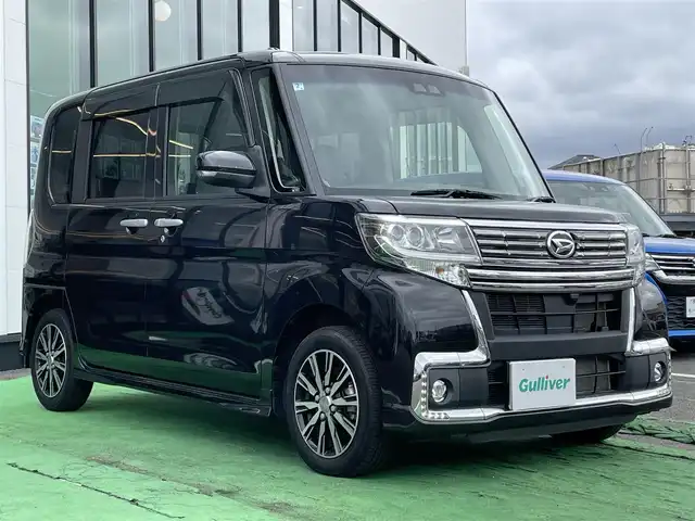 ダイハツ タント カスタム X トップED SA Ⅲ 長崎県 2018(平30)年 2.1万km ブラックマイカメタリック /SDナビ/(AM/FM/CD/DVD/Bluetooth/フルセグTV)//バックカメラ//LEDライト//オートライト//片側パワースライドドア//スマートキー//D席シートヒーター//黒半皮シート//ドアバイザー