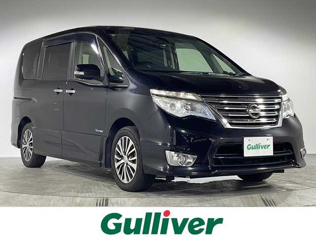 日産 セレナ ハイウェイスター Sハイブリッド 福岡県 2014(平26)年 13.1万km ダイヤモンドブラック 純正ナビ/Bluetooth/フルセグTV/CD/DVD/バックカメラ/両側パワースライドドア/クルーズコントロール/衝突被害軽減ブレーキ/レーンアシスト/純正フロアマット/ETC/電動格納ミラー/純正16インチアルミホイール/オートライト