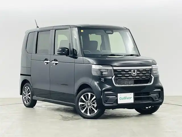 ホンダ Ｎ ＢＯＸ カスタム 福島県 2023(令5)年 0.1万km未満 クリスタルブラックパール ホンダセンシング/・衝突軽減ブレーキ/・路外逸脱抑制機能/・レーダークルーズコントロール/・踏み間違い防止装置/・車線逸脱警報/・パーキングセンサー/電子パーキングブレーキ/・ブレーキオートホールド/ステアリングリモコン/運転席＋助手席シートヒーター/左側パワースライドドア/LEDヘッドライト/・オートライト/純正14インチアルミホイール/電動格納ミラー/プッシュスタート/・スマートキー