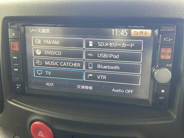日産 キューブ 15X Vセレクション 岐阜県 2011(平23)年 13.4万km ビターショコラ 純正ナビ（MC311D-W）/Bluetooth/フルセグTVCD/DVD/AM/FM/SD/AUX/USB/ハロゲンライト/フォグランプ/オートライト/ECOMODE/スマートキー/プッシュスタート/純正フロアマット/純正ドアバイザー