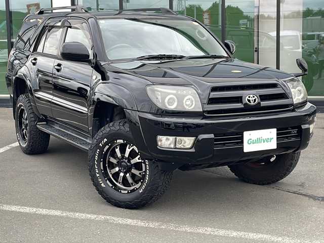 トヨタ ハイラックス サーフ SSR－X 道東・釧路十勝 2003(平15)年 10.3万km 黒 ・オールペン（元色1D4）/・4WD/・革調シートカバー/・社外アルミホイール/（BFグッドリッチ　ホワイトレター）/・ルーフレール/・リモコンキー/・フォグライト/・ETC/・フロアマット/・ドアバイザー/・保証書/・取扱説明書