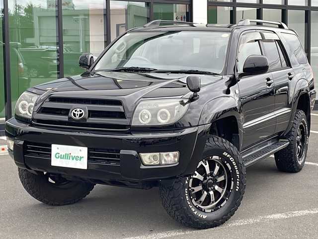 トヨタ ハイラックス サーフ SSR－X 道東・釧路十勝 2003(平15)年 10.3万km 黒 ・オールペン（元色1D4）/・4WD/・革調シートカバー/・社外アルミホイール/（BFグッドリッチ　ホワイトレター）/・ルーフレール/・リモコンキー/・フォグライト/・ETC/・フロアマット/・ドアバイザー/・保証書/・取扱説明書