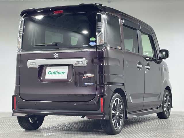 スズキ スペーシア 神奈川県 2021(令3)年 4.1万km ムーンライトバイオレットPM デュアルブレーキサポート/誤発進抑制機能(前後)/後退時ブレーキサポート/リアパーキングセンサー/車線逸脱警報機能/車線逸脱抑制機能/先行車発進お知らせ/標識認識機能/ヘッドアップディスプレイ/ふらつき警報/ハイビームアシスト/アダプティブクルーズコントロール/両側パワースライドドア/全方位モニター/純正８インチナビ(CN-RZ865)/CD/DVD/BT/DTV/USB/SD/ステアリングオーディオスイッチ/ハーフレザーシート/運転席シートヒーター/前後ドラレコ/純正15inアルミホイール/純正フロアマット/LEDヘッドライト/LEDフォグランプ/アイドリングストップ