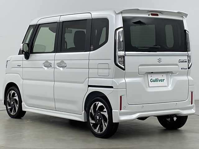 スズキ スペーシア カスタム HYBRID XS ターボ 道央・札幌 2024(令6)年 0.1万km未満 ピュアホワイトP ・4WD/・純正ディスプレイオーディオフルセグ&BT&AndroidAuto&AppleCarPlay/・両側パワースライドドア/・ヘッドアップディスプレイ/・デュアルセンサーブレーキサポート/・ふらつき警報/・車線逸脱抑制/・低車速支援/・クルーズコントロール/・標識認識機能/・全方位カメラ/・パドルシフト/・革巻きステアリング/・ステアリングスイッチ/・ステアリングヒーター/・ハーフレザーシート/・シートヒーター/・ミラーヒーター/・オートマチックハイビーム/・オートライト/・LEDヘッドライト/・LEDフォグ/・ヘッドライトレベライザー/・横滑り防止