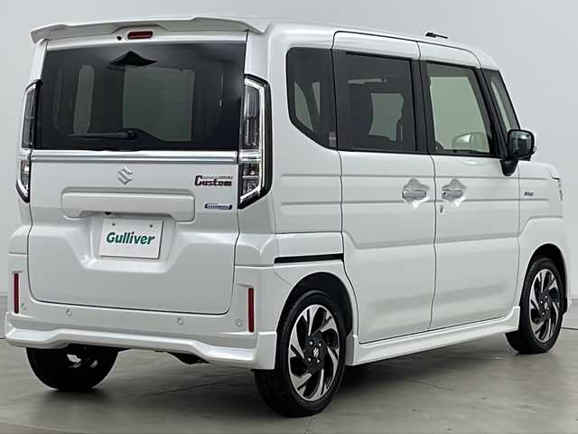 スズキ スペーシア カスタム HYBRID XS ターボ 道央・札幌 2024(令6)年 0.1万km未満 ピュアホワイトP ・4WD/・純正ディスプレイオーディオフルセグ&BT&AndroidAuto&AppleCarPlay/・両側パワースライドドア/・ヘッドアップディスプレイ/・デュアルセンサーブレーキサポート/・ふらつき警報/・車線逸脱抑制/・低車速支援/・クルーズコントロール/・標識認識機能/・全方位カメラ/・パドルシフト/・革巻きステアリング/・ステアリングスイッチ/・ステアリングヒーター/・ハーフレザーシート/・シートヒーター/・ミラーヒーター/・オートマチックハイビーム/・オートライト/・LEDヘッドライト/・LEDフォグ/・ヘッドライトレベライザー/・横滑り防止
