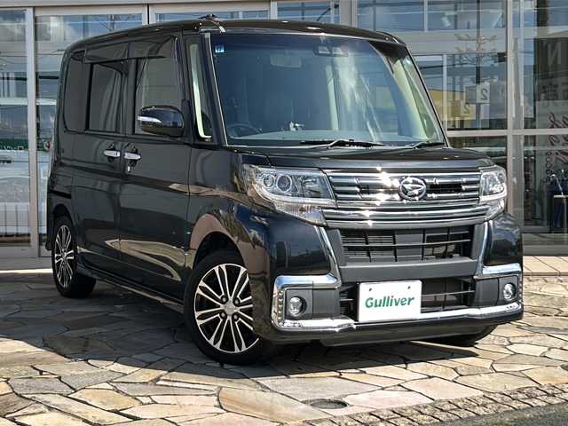 ダイハツ タント カスタム RS トップED SA Ⅲ 静岡県 2017(平29)年 8.5万km ブラックマイカメタリック 社外ナビ（SD DVD CD フルセグ）/バックカメラ/シートヒーター（D席）/ハーフレザーシート/純正アルミホイール/ETC/社外フロアマット/LEDヘッドライト/スマートキー/スペアキー/取扱説明書/保証書