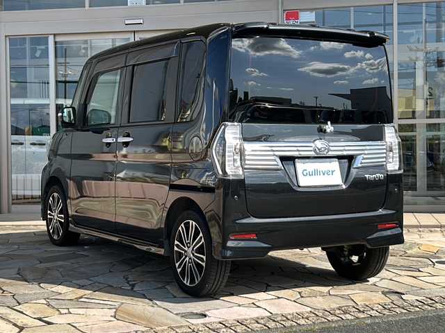 ダイハツ タント カスタム RS トップED SA Ⅲ 静岡県 2017(平29)年 8.5万km ブラックマイカメタリック 社外ナビ（SD DVD CD フルセグ）/バックカメラ/シートヒーター（D席）/ハーフレザーシート/純正アルミホイール/ETC/社外フロアマット/LEDヘッドライト/スマートキー/スペアキー/取扱説明書/保証書
