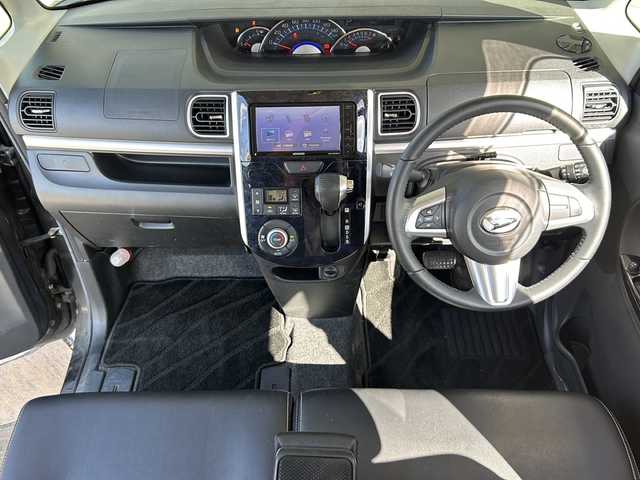 ダイハツ タント カスタム RS トップED SA Ⅲ 静岡県 2017(平29)年 8.5万km ブラックマイカメタリック 社外ナビ（SD DVD CD フルセグ）/バックカメラ/シートヒーター（D席）/ハーフレザーシート/純正アルミホイール/ETC/社外フロアマット/LEDヘッドライト/スマートキー/スペアキー/取扱説明書/保証書