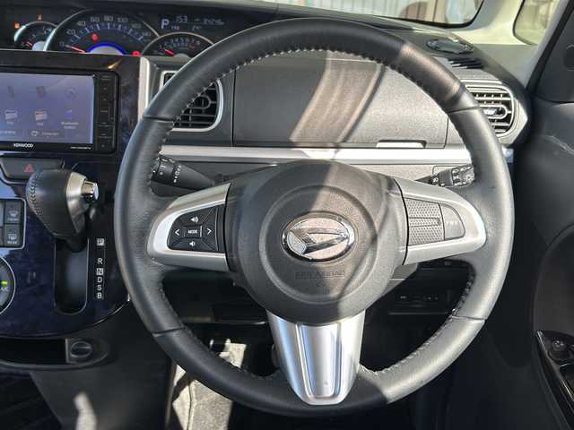 ダイハツ タント カスタム RS トップED SA Ⅲ 静岡県 2017(平29)年 8.5万km ブラックマイカメタリック 社外ナビ（SD DVD CD フルセグ）/バックカメラ/シートヒーター（D席）/ハーフレザーシート/純正アルミホイール/ETC/社外フロアマット/LEDヘッドライト/スマートキー/スペアキー/取扱説明書/保証書