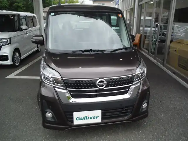 日産 デイズ ルークス ハイウェイスター Gターボ 東京都 2020(令2)年 3.3万km 茶 保証書・取説あり/純正ナビ・TV・DVD・BT/　ドラレコ前後・2.0ETC/　アラウンドビューモニター/両側パワースライドドア/クルーズコントロール/　エマージェンシーブレーキ/　レーンキープアシスト/　クリアランスソナー/LEDヘッドライト/インテリキー×2個