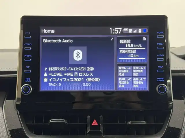 トヨタ カローラツーリング ハイブリッド ダブルバイビー 三重県 2020(令2)年 5.4万km プラチナホワイトパールマイカ ハイブリッド/FF/フロアCVT/【OP】純正 9インチ ディスプレイオーディオ/（AM/FM/USB/iPod/Bluetooth/Miracast/CarPlay/AndroidAuto）/バックカメラ/【DOP】プレミアムサウンド8chスピーカー＆ダブルツィーターシステム/ドライブレコーダー 前後/ビルトイン ETC/Toyota Safety Sense/●プリクラッシュセーフティ/●レーントレーシングアシスト/●レーダークルコン（全車速追従機能付）/●オートハイビーム/●ロードサインアシスト/・【OP】ブラインドスポットモニター＋リヤクロストラフィックアラート/・パーキングサポートブレーキ（静止物・後方接近車両*）/・先行車発進告知機能/など/装備/・【OP】ルーフレール（ダークグレーM塗装）/・【OP】ハーフレザーシート（合皮＋レザテック）/・【OP】アクセサリーコンセント（AC100V・1500W/コンセント2個、非常時給電システム付）/・【OP】おくだけ充電/・オートエアコン/・オートライト/・LED ヘッドランプ＋フロントフォグランプ/・電子パーキングブレーキ＆ブレーキホールド/・プッシュスタート/・スマートキーx2/など