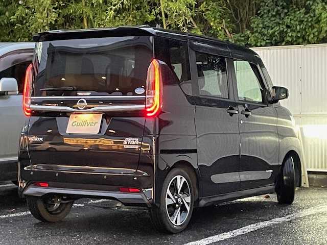 日産 ルークス ハイウェイスター Gターボ 茨城県 2021(令3)年 1.4万km ブラックパール ワンオーナー/インテリジェントエマージェーシーブレーキ/純正ナビ【AM/FM/CD/DVD/フルセグ】/片側パワースライドドア/全周囲モニター/ETC/ドライブレコーダー/横滑り防止装置/盗難防止装置/コーナーセンサー/ターボ/車線逸脱防止支援システム/LEDライト/保証書/取扱説明書/スペアキー×1