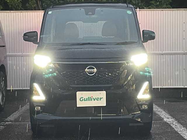 日産 ルークス ハイウェイスター Gターボ 茨城県 2021(令3)年 1.4万km ブラックパール ワンオーナー/インテリジェントエマージェーシーブレーキ/純正ナビ【AM/FM/CD/DVD/フルセグ】/片側パワースライドドア/全周囲モニター/ETC/ドライブレコーダー/横滑り防止装置/盗難防止装置/コーナーセンサー/ターボ/車線逸脱防止支援システム/LEDライト/保証書/取扱説明書/スペアキー×1