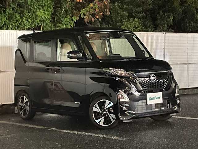 日産 ルークス ハイウェイスター Gターボ 茨城県 2021(令3)年 1.4万km ブラックパール ワンオーナー/インテリジェントエマージェーシーブレーキ/純正ナビ【AM/FM/CD/DVD/フルセグ】/片側パワースライドドア/全周囲モニター/ETC/ドライブレコーダー/横滑り防止装置/盗難防止装置/コーナーセンサー/ターボ/車線逸脱防止支援システム/LEDライト/保証書/取扱説明書/スペアキー×1