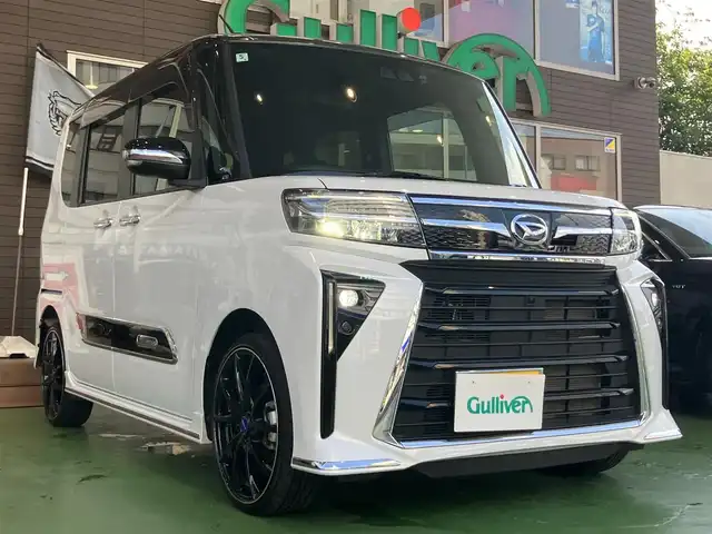 ダイハツ タント カスタム RS 神奈川県 2023(令5)年 4.6万km ブラックマイカメタリック/シャイニングホワイトパール ターボ/スマートアシスト/・衝突回避支援ブレーキ/・衝突警報機能/・ブレーキ制御付誤発進抑制機能/・車線逸脱警報機能/・車線逸脱抑制制御機能/・路側逸脱警報機能/・ふらつき機能/・先行車発進お知らせ機能/・標識認識機能/・アダプティブドライビングビーム/・コーナーセンサー/パノラマモニター/両側パワースライドドア/純正メモリーナビ/・フルセグTV/・CD/DVD再生/・BT接続/ETC/電動パーキング/・オートブレーキホールド/ハーフレザーシート/・前席シートヒーター/・後席用シートバックテーブル/レザーステアリング/・ステアリモコン/後席ロールアップサンシェード/ISOFIX/アイドリングストップ/プッシュスタート/スマートキー×2個/社外17インチアルミホイール/LEDヘッドライト/LEDフォグランプ/純正ドアバイザー/純正フロアマット/車両保証書/車両取説/ナビ取説/純正アルミホイール/スタッドレス付き車載