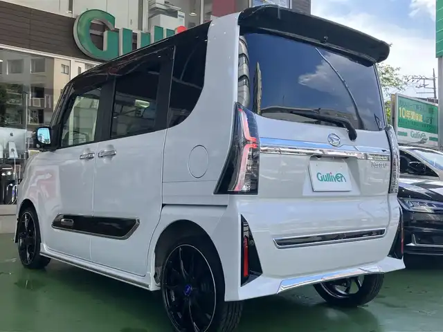 ダイハツ タント カスタム RS 神奈川県 2023(令5)年 4.6万km ブラックマイカメタリック/シャイニングホワイトパール ターボ/スマートアシスト/・衝突回避支援ブレーキ/・衝突警報機能/・ブレーキ制御付誤発進抑制機能/・車線逸脱警報機能/・車線逸脱抑制制御機能/・路側逸脱警報機能/・ふらつき機能/・先行車発進お知らせ機能/・標識認識機能/・アダプティブドライビングビーム/・コーナーセンサー/パノラマモニター/両側パワースライドドア/純正メモリーナビ/・フルセグTV/・CD/DVD再生/・BT接続/ETC/電動パーキング/・オートブレーキホールド/ハーフレザーシート/・前席シートヒーター/・後席用シートバックテーブル/レザーステアリング/・ステアリモコン/後席ロールアップサンシェード/ISOFIX/アイドリングストップ/プッシュスタート/スマートキー×2個/社外17インチアルミホイール/LEDヘッドライト/LEDフォグランプ/純正ドアバイザー/純正フロアマット/車両保証書/車両取説/ナビ取説/純正アルミホイール/スタッドレス付き車載